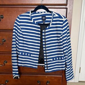 GAP Women's Striped Blazer in Blue and White